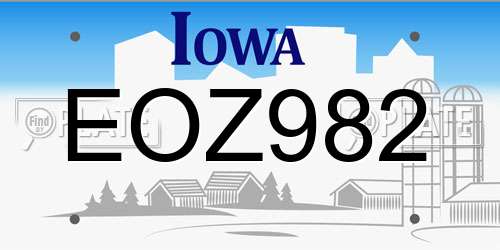 EOZ982 Iowa License Plate