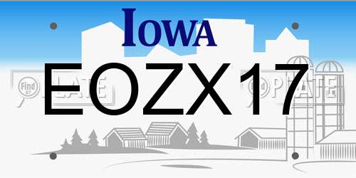 EOZX17 Iowa License Plate