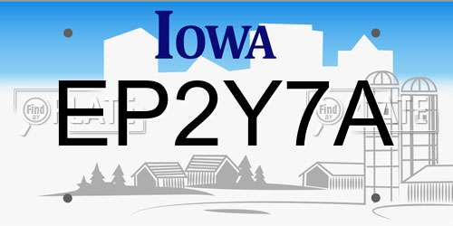 EP2Y7A Iowa License Plate