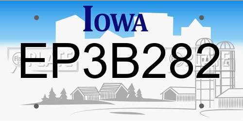 EP3B282 Iowa License Plate