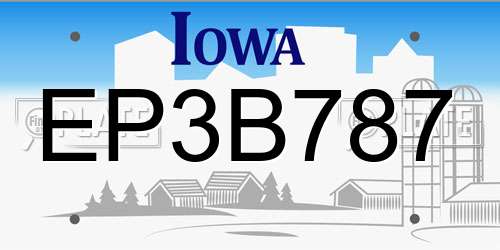 EP3B787 Iowa License Plate