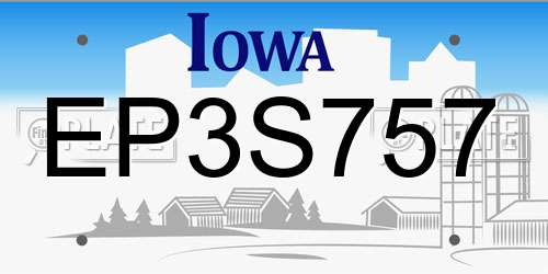 EP3S757 Iowa License Plate