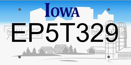 EP5T329 Iowa License Plate