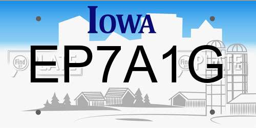 EP7A1G Iowa License Plate