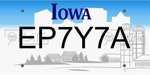 EP7Y7A Iowa License Plate