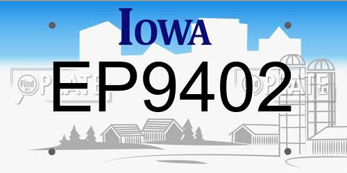 EP9402 Iowa License Plate