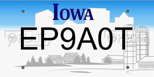 EP9A0T Iowa License Plate