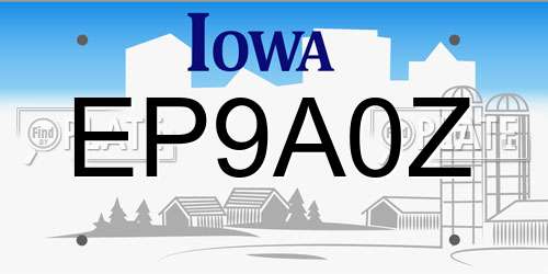 EP9A0Z Iowa License Plate
