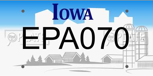 EPA070 Iowa License Plate