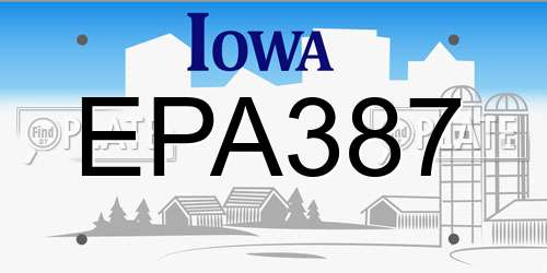 EPA387 Iowa License Plate