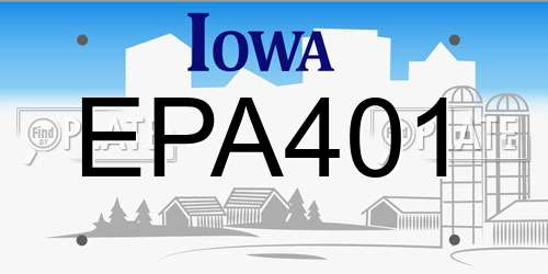 EPA401 Iowa License Plate