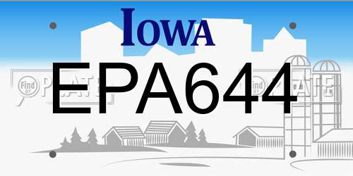 EPA644 Iowa License Plate