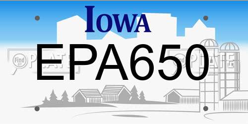 EPA650 Iowa License Plate