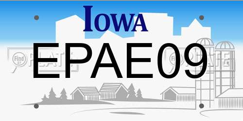EPAE09 Iowa License Plate