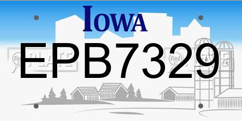 EPB7329 Iowa License Plate