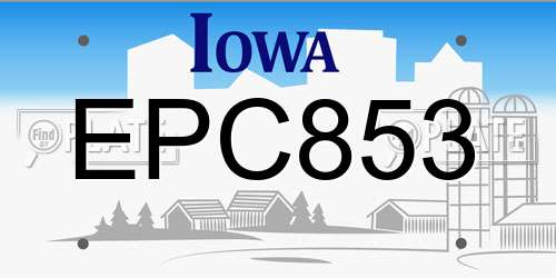 EPC853 Iowa License Plate