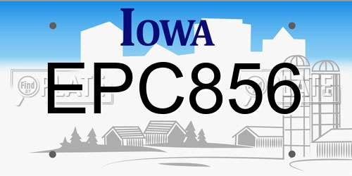 EPC856 Iowa License Plate