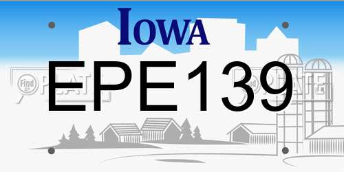 EPE139 Iowa License Plate