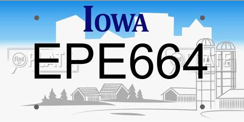 EPE664 Iowa License Plate