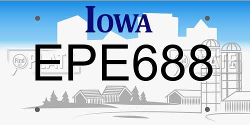 EPE688 Iowa License Plate