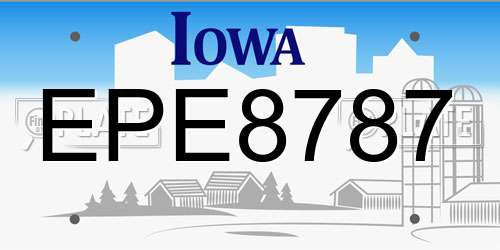 EPE8787 Iowa License Plate