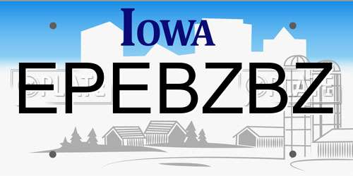 EPEBZBZ Iowa License Plate