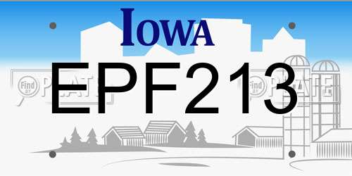 EPF213 Iowa License Plate