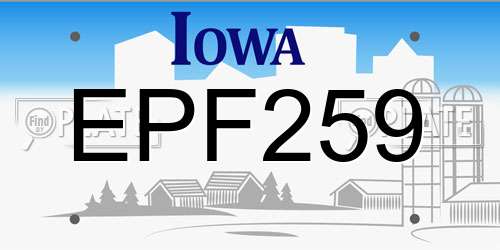 EPF259 Iowa License Plate