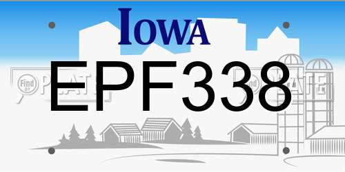 EPF338 Iowa License Plate