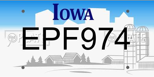 EPF974 Iowa License Plate