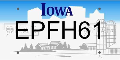 EPFH61 Iowa License Plate