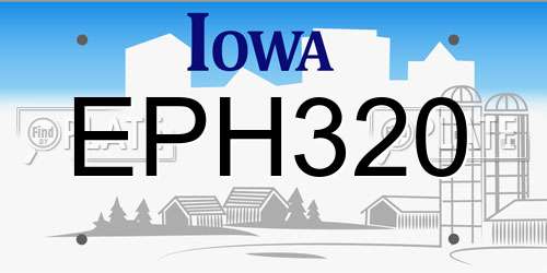 EPH320 Iowa License Plate