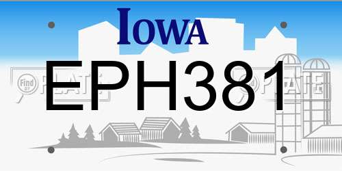 EPH381 Iowa License Plate