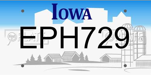 EPH729 Iowa License Plate