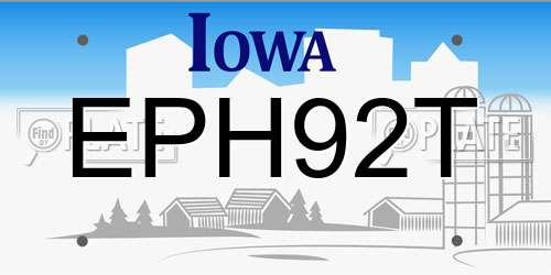 EPH92T Iowa License Plate