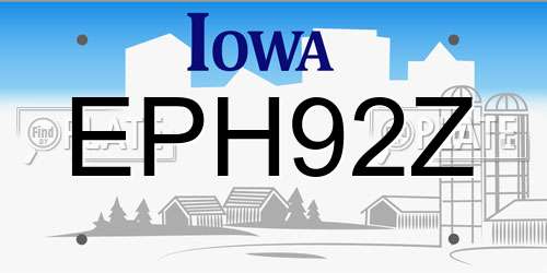 EPH92Z Iowa License Plate