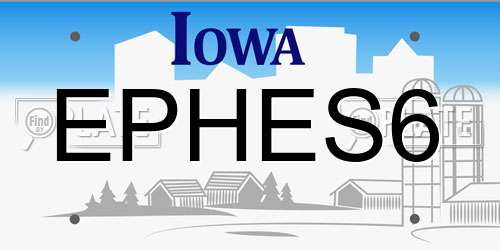 EPHES6 Iowa License Plate