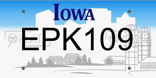 EPK109 Iowa License Plate
