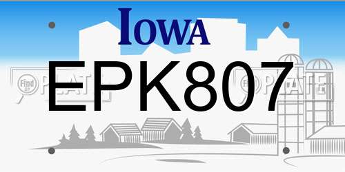 EPK807 Iowa License Plate