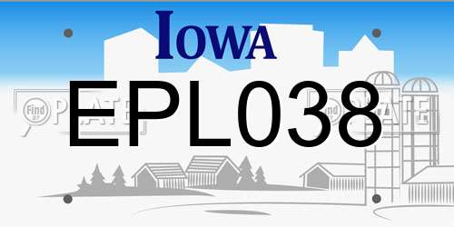 EPL038 Iowa License Plate