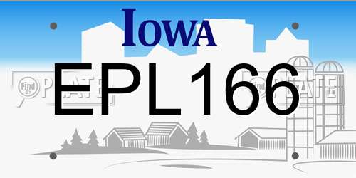 EPL166 Iowa License Plate