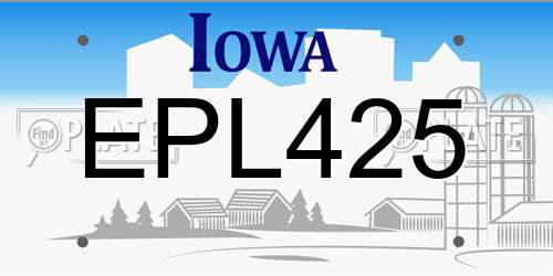 EPL425 Iowa License Plate