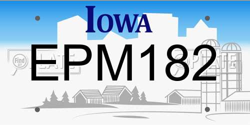 EPM182 Iowa License Plate