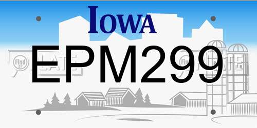 EPM299 Iowa License Plate