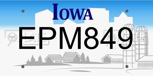 EPM849 Iowa License Plate
