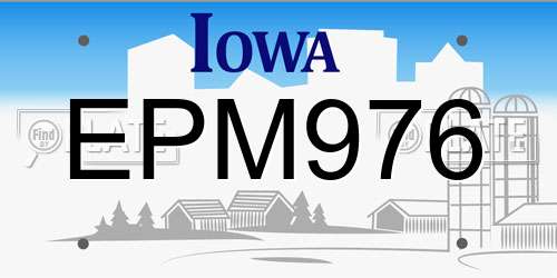EPM976 Iowa License Plate