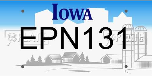 EPN131 Iowa License Plate