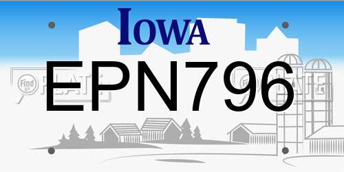 EPN796 Iowa License Plate