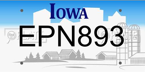 EPN893 Iowa License Plate