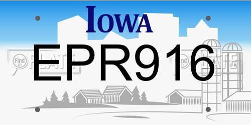 EPR916 Iowa License Plate